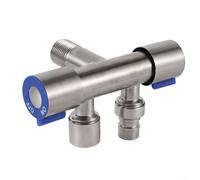 Válvula distribuidora de agua Acero inoxidable 1 Entrada 2 Diseño de ángulo de salida con control dual para fontanería y uso de riego (A)