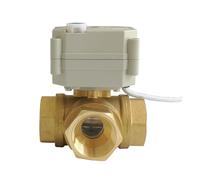 Válvula eléctrica de modo de suspensión de baja potencia, 3 vías, 1/2 "L, tipo T, válvula motorizada AC/DC9V-24V, IP67, engranajes de Metal, manual del indicador(3 Way T Type Flow A,BSP,CR703)