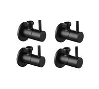 válvula, Grifo con válvula angular de color negro mate, accesorios entrada agua y cierre, grifo redondo que conecta baño cocina (negro, 1 pieza)(Black 4 Pieces)
