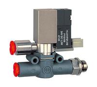 Válvula magnética de 3/4 vías lineonline, ventilación conducta, rosca de manguera, G 1/4, diámetro de manguera de 6, NC, 24 V CC, corriente de funcionamiento. 2,5 - 7 bar.