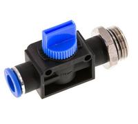 Válvula manual de cierre de 3/2 vías 10 mm - G1/2'' Plástico/Latón Ventilación por el lado de la rosca