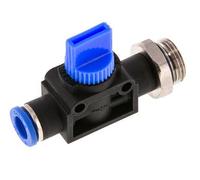 Válvula manual de cierre de 3/2 vías de 8 mm - G3/8'' Plástico/Latón Ventilación del lado del tubo