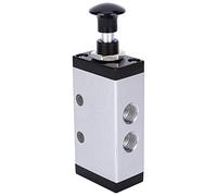 Válvula manual de dos posiciones, tres vías, G1/4 de pulgada, válvula conmutadora mecánica, válvula de aire de aleación de aluminio con conexión roscada, válvula de botón para