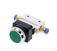 Válvula mecánica MOV-03B 1/8 "rosca 2 posiciones 3 vías rojo verde pulsador plano válvula neumática momentánea(No Fittings green)