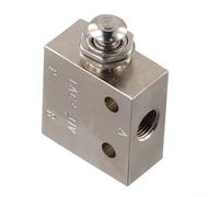 Válvula mecánica neumática de aire de 3 vías de 2 posiciones con botón pulsador y palanca de rodillo, diseño de retorno de resorte para control de flujo direccional en automatización industrial
