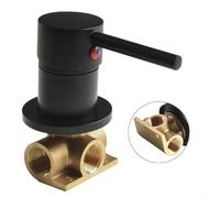 Válvula mezcladora manual oculta redonda de 1/2 pulgada para control de agua fría y caliente en latón con acabado cromado (negro)