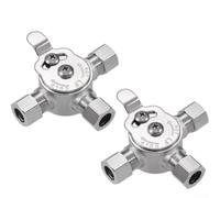 Válvula mezcladora termostática de control manual para mezcla de agua fría caliente con mangas de compresión premontadas y tuercas hexagonales (2 piezas)