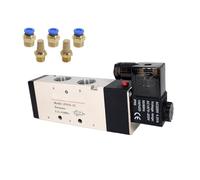 Válvula neumática electroválvula eléctrica 4v410-15 Control aire gas magnético 5 vías 2 posiciones CC 12 V 24 V CA 110 V 220 V Bobina Volt(6mm Fittings,AC220V)