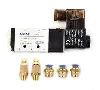 Válvula neumática solenoide 4V210-08 DC 24V 2 posiciones 5 puertos con 3 conectores PC6-02 y 2 silenciadores neumáticos SL-01