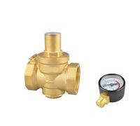 Válvula reductora de agua ajustable de latón de 1-1/4" con rosca hembra, válvula reguladora de presión de latón con medidor de calibre Para compresores y herramientas neumáticas(Valve with Gauge)
