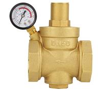 Qinlorgo Válvula Reductora de presión, BSP DN50 2 Pulgadas Latón Reductor de presión de Agua Control de Agua Ajustable Válvula reguladora de presión Rosca con medidor de 1.6MPa