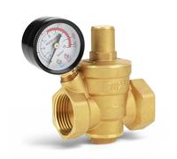 Válvula Reductora de Presión, Regulador Presión Agua Latón con Medidor DN25 1 Pulgada, Regulador para Hogar Baño Cocina Sistemas Tuberías Proyectos DIY for Familias Instalaciones