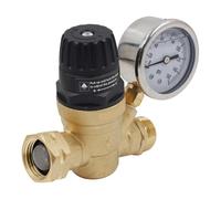 Válvula reductora reguladora de presión, Regulador de presión de agua de latón de 3/4 de pulgada con manómetro y 2 filtros for manguera de jardín y RV