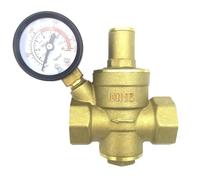 Válvula reductora reguladora de presión, Válvula reductora de presión ajustable de latón for agua, gas y aire, manómetro opcional de 1/2 pulgada(With Gauge)