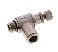 Válvula reguladora de caudal Codo de salida de contador 10 mm - G1/4'' Tornillo moleteado de latón