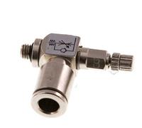 Válvula reguladora de caudal Codo de salida de contador 6 mm - Tornillo moleteado de latón M5