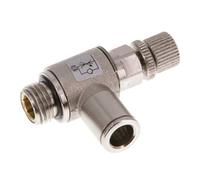 Válvula reguladora de caudal Codo de salida de contador 8 mm - G1/4'' Tornillo moleteado de latón