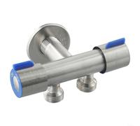 Válvula reguladora de esquina acero inoxidable baño cocina agua fría grifo | Prevención de reflujo integrado, protege el agua potable, operación de doble mango, material de acero inoxidable, inoxidable