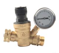 Válvula reguladora de presión de agua RV con filtro, control de presión ajustable de latón de 3/4 pulgadas, medidor de presión relleno de aceite de silicio 0-160 PSI compatible con manguera de jardín