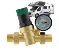 Válvula reguladora de presión de agua RV - Regulador de latón sin plomo | Válvula reguladora de presión de agua para RV, regulador de presión de agua de latón sin plomo con medidor y filtro para