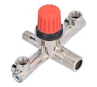 Válvula Reguladora de Presión de Aire con Salida Dual, Tubo Interruptor para Compresor de Pistón, Material Aluminio y Plástico, Rosca Macho 20,5mm y 12,5mm