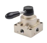 Válvula rotativa manual HV03 neumática de 3 posiciones 4 vías válvula de mano de palanca giratoria NPT de 3/8 pulgadas para controlar el flujo de aire y la rotación del actuador