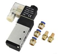 Válvula solenoide, 4V210-08 DC 12V 5/2-Way Electroválvula neumática con rosca BSPT G1/4, IP65 0.15-0.8 MPa Presión de trabajo