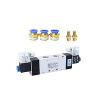 Válvula Solenoide 4V420-15, doble cabeza, control, 5 vías, 2 posiciones, retención de apagado, válvula direccional neumática(With 10mm fittings,AC220V)