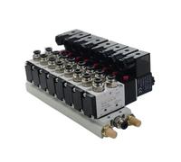 Válvula solenoide combinada de múltiples vías 4V210-08 Estaciones de colector DC12V 24V AC220V con accesorios Válvulas solenoides de 5 puertos y 2 posiciones(6 Stations)