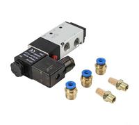 Válvula solenoide, DC 12V neumática 5 vías 2 posición 4V210-08 con 3x 6mm Conector 2 para compresor de aire Sistema de control de automatización