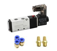 Válvula solenoide de aire 4V110-06 1/8 Válvula neumática Válvula magnética eléctrica neumática de gas de 5 vías y 2 posiciones DC12V 24V 110V 220V 1 pieza(4V110-06 w PC6-01,DC12)