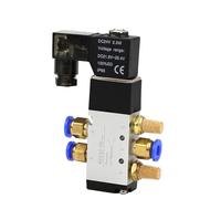 Válvula solenoide de aire 4V110-06 de 1/8 Bsp, puerto de 5 vías, 2 posiciones, válvulas magnéticas eléctricas neumáticas de gas, CC 12 V, 24 V, 110 V, 220 V, voltaje de bobina(Wire Coil,AC220V)