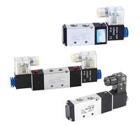 Válvula Solenoide de Control neumático, serie 4V, 5 vías, 2 posiciones, 3 válvulas magnéticas eléctricas, uds(4V220-08,DC24V)