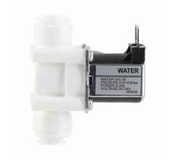 Válvula solenoide eléctrica de plástico de 24 V CC N/C Válvula de agua de conexión rápida para purificador de agua Tubos de 3/8 PE Material de calidad alimentaria ignífugo de cobre