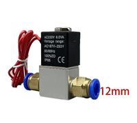 Válvula solenoide eléctrica neumática de 12 V, 24 V, 220 V, 2 posiciones, 2 conexiones, electroválvula de aire normalmente cerrada, conector de manguera de 6 mm, 8 mm (accesorios de 12 mm, 12 V