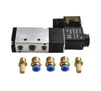Válvula solenoide neumática 4V210-08 DC 12V, cuerpo de aleación de aluminio de 2 posiciones de 5 puertos, rosca BSPT G1/4, clasificación IP65, presión de trabajo de 0-150 PSI, para industrial