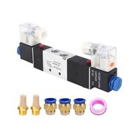 Válvula Solenoide neumática 4V230-08, 5 vías, 3 posiciones, 1/4 ", DC12V, DC24V, AC110V, AC220V con conector de accesorios de 4, 6, 8, 10 y 12mm(4V230P-08 and 6mm,DC12V)