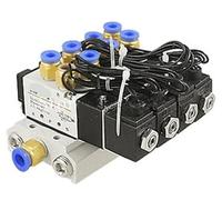 Válvula solenoide neumática DC24V AC220V 4V110-06 con cabezal de 6 mm y juego de base de carga rápida de 2-10 posiciones(6 bits AC220V)