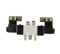 Válvula Solenoide neumática de aire de doble bobina 4V220-08, 5 vías, 2 posiciones, 1/4 ", 1/8", DC12V, DC24V, AC110V, AC220V con silenciador de accesorios(PC6mm Fittings,DC 24V)