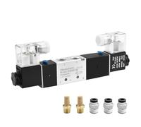 Valvula solenoide neumatica electrica Heschen 4V230C-08 24VDC PT1/4 5 vías 3 posiciones doble bobina piloto, tipo cerrado CE con accesorios y silenciador