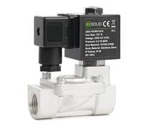 Válvula solenoide U.S. Solid de acero inoxidable de 1/2", 220 V CA, 0,3-16 bar, normalmente cerrada, sello Viton, rosca G - Pilotada