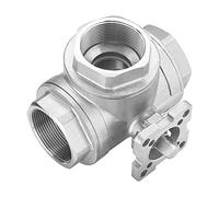 Válvula solenoide Válvula de bola de tres vías de tres vías con plataforma alta de acero inoxidable SS304 de 1-1/2" Rosca hembra tipo T/L (L Type)