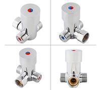 Válvula termostática de mezcla de 3 vías, G1 / 2 Válvula mezcladora de agua fría termostática Mezclador termostático Control de temperatura para el baño