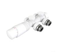 Válvula termostática de radiador con rosca de 1/2 pulgada y sensor de líquido para radiador de baño y toallero térmico (blanco)