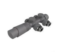 Válvula termostática de radiador de latón, conexión de válvula de calefacción tipo H para calefacción central, kit de control de temperatura de rosca estándar (gris)