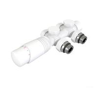 Válvula termostática de radiador para toallero térmico, cabezal TRV de latón central de 50 mm con sensor de líquido, conexión de 1/2 pulgada para radiadores de baño (cromo) (blanco)