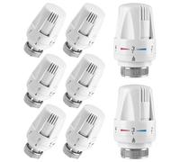 Valvula Termostatica Radiador Termostato Radiador: Mitening 8 Piezas Cabezal Termostático Radiador M30 X 1,5, Válvula Termostática Radiador con Protección Contra Heladas, 0-5 Funciones de Ajuste