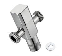 Válvula triangular de apertura rápida para grifos de acero inoxidable, válvula de ángulo bidireccional para control rápido de flujo de agua G1/2, entrada roscada G1/2, instalación flexible, plata