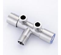 Válvula triangular de doble mango de acero inoxidable para lavadora y grifo de baño - Válvula termostática de control de agua de bañera plateada cepillada, frío W