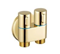 Válvula triangular de latón dorado con circonio, for baño, doble manija, control dual, una entrada y dos salidas, válvula de cierre de apertura rápida G1/2"
